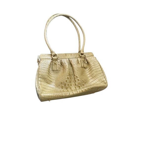 Brahmin Elouise Womens Chartreuse Croc Embossed Leather Shoulder Bag Satchel - Picture 6 of 16